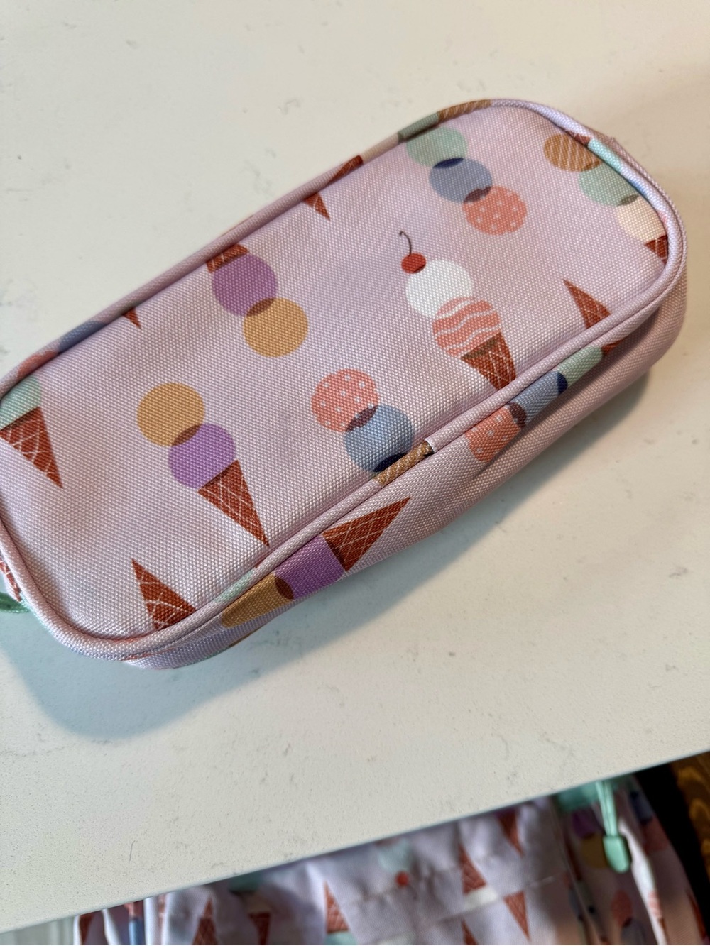 Crate & Barrel Kids Pink Ice Cream Print Backpack & Pencil Case - Medium - Picture 5 of 7